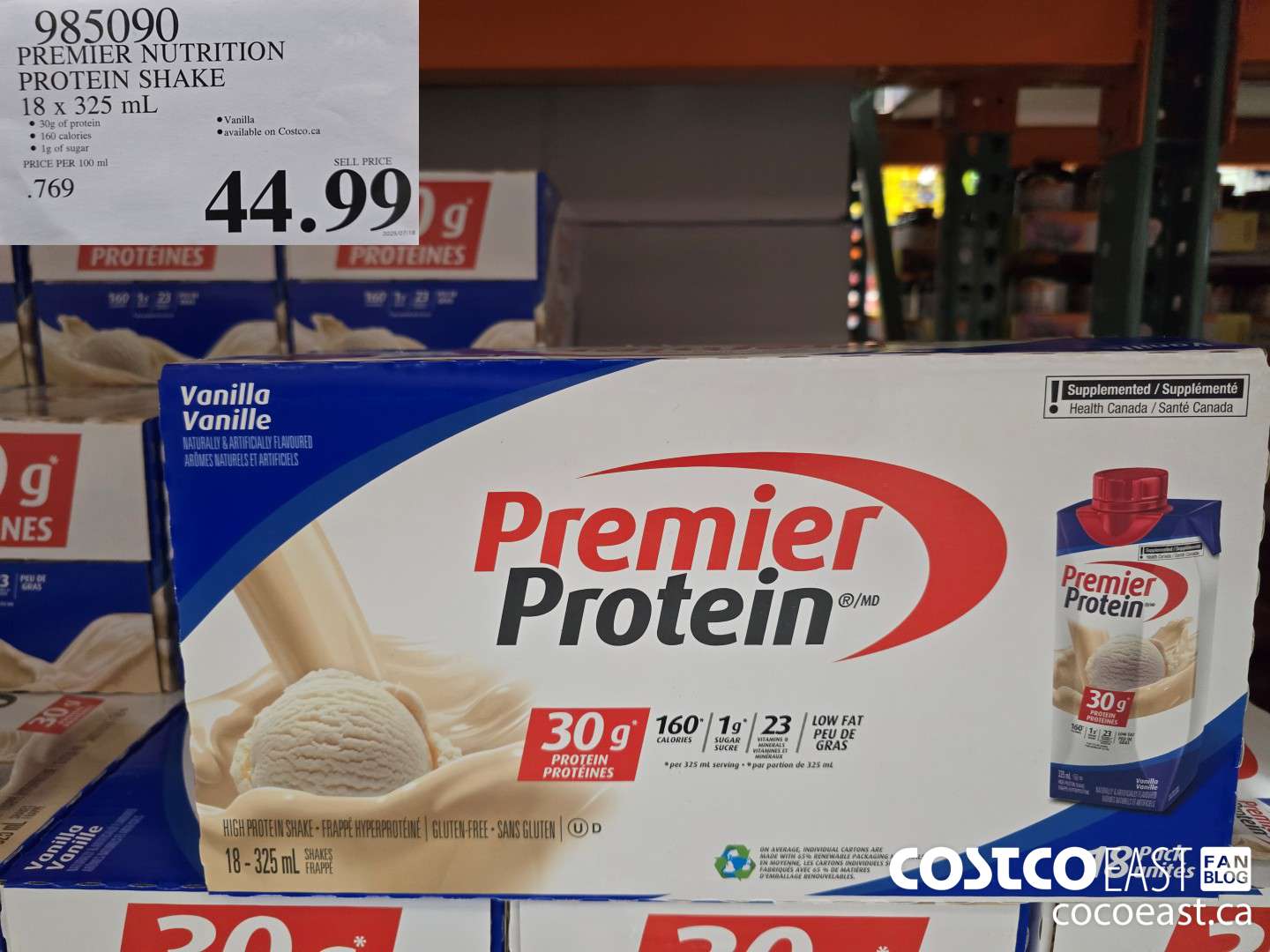 985090 PREMIER NUTRITION PROTEIN SHAKE 18 X 325 ML $44.99