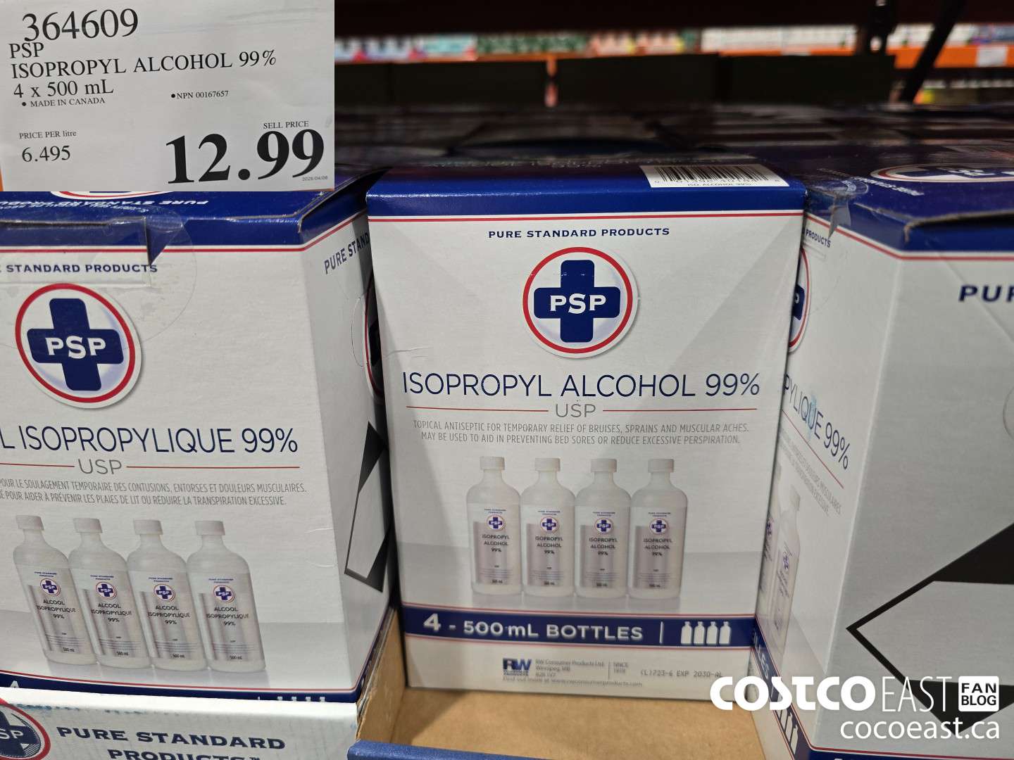 364609 PSP ISOPROPYL ALCOHOL 99% 4 X 500 ML $12.99