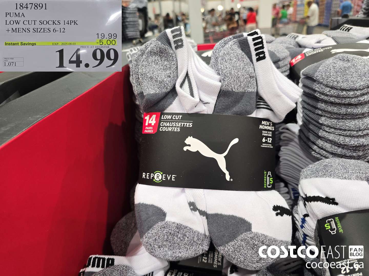 1847891 PUMA LOW CUT SOCKS 14PK +MENS SIZES 6-12 ($5.00 INSTANT SAVINGS EXPIRES ON 2025-08-03) $14.99