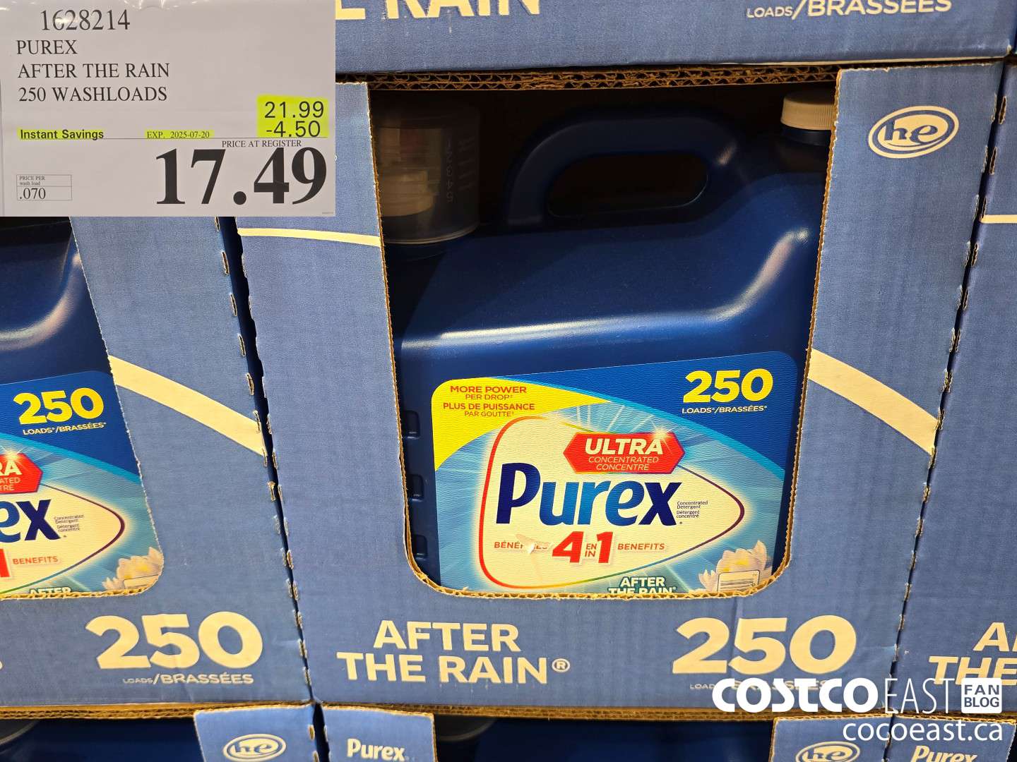 1628214 PUREX AFTER THE RAIN 250 washloads 2025-067-20 ($4.50 INSTANT SAVINGS) $17.49