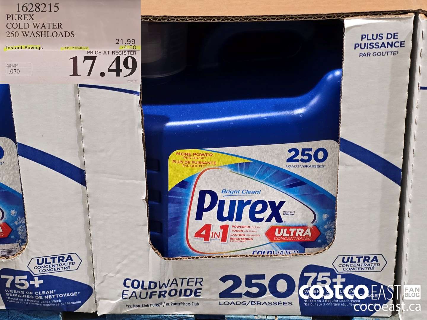 1628215 PUREX COLD WATER 250 washloads ($4.50 INSTANT SAVINGS EXPIRES ON 2025-07-20) $17.49