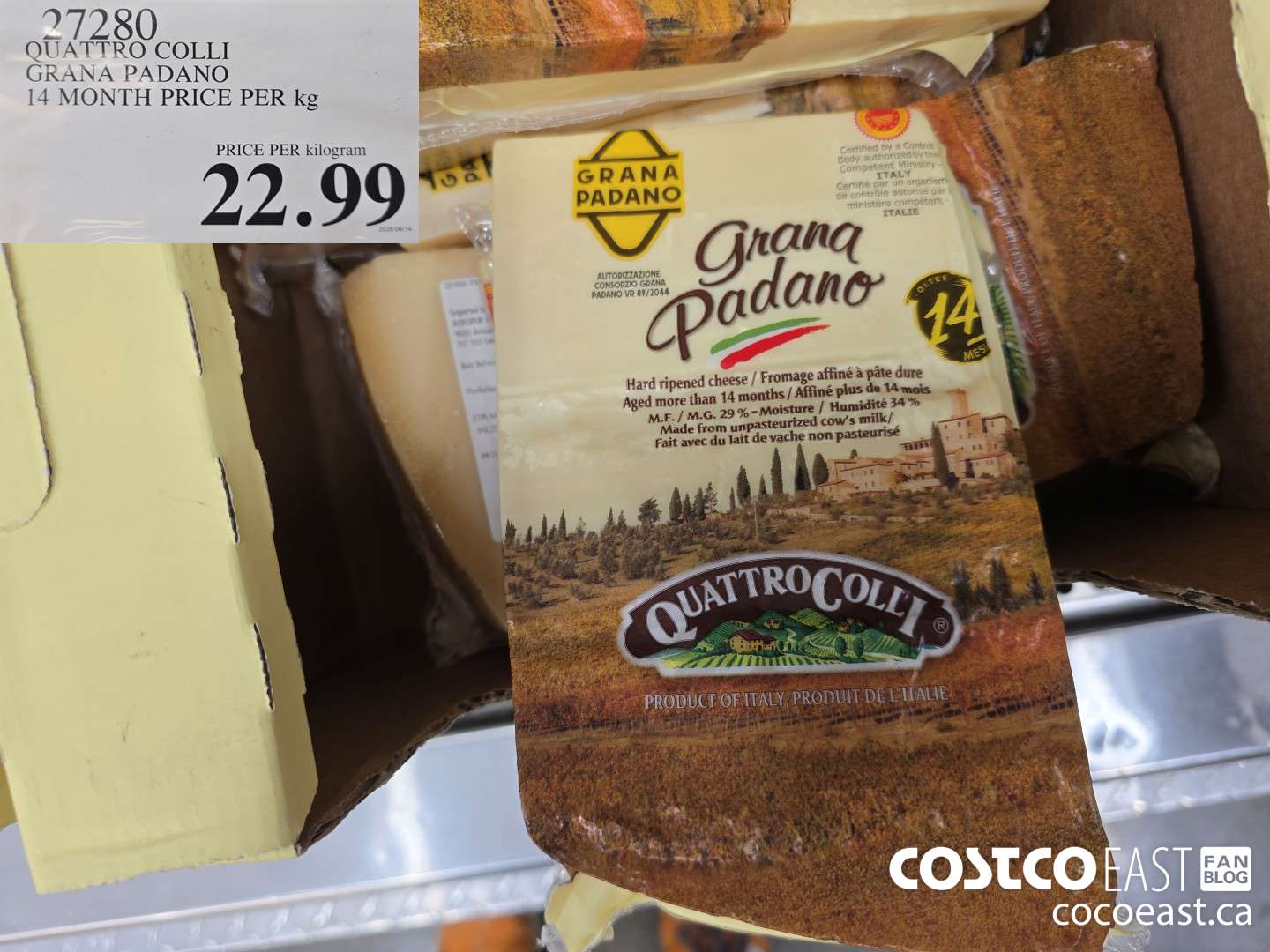 27280 QUATTRO COLLI PADANO 14 MONTH PRICE PER KG $22.99