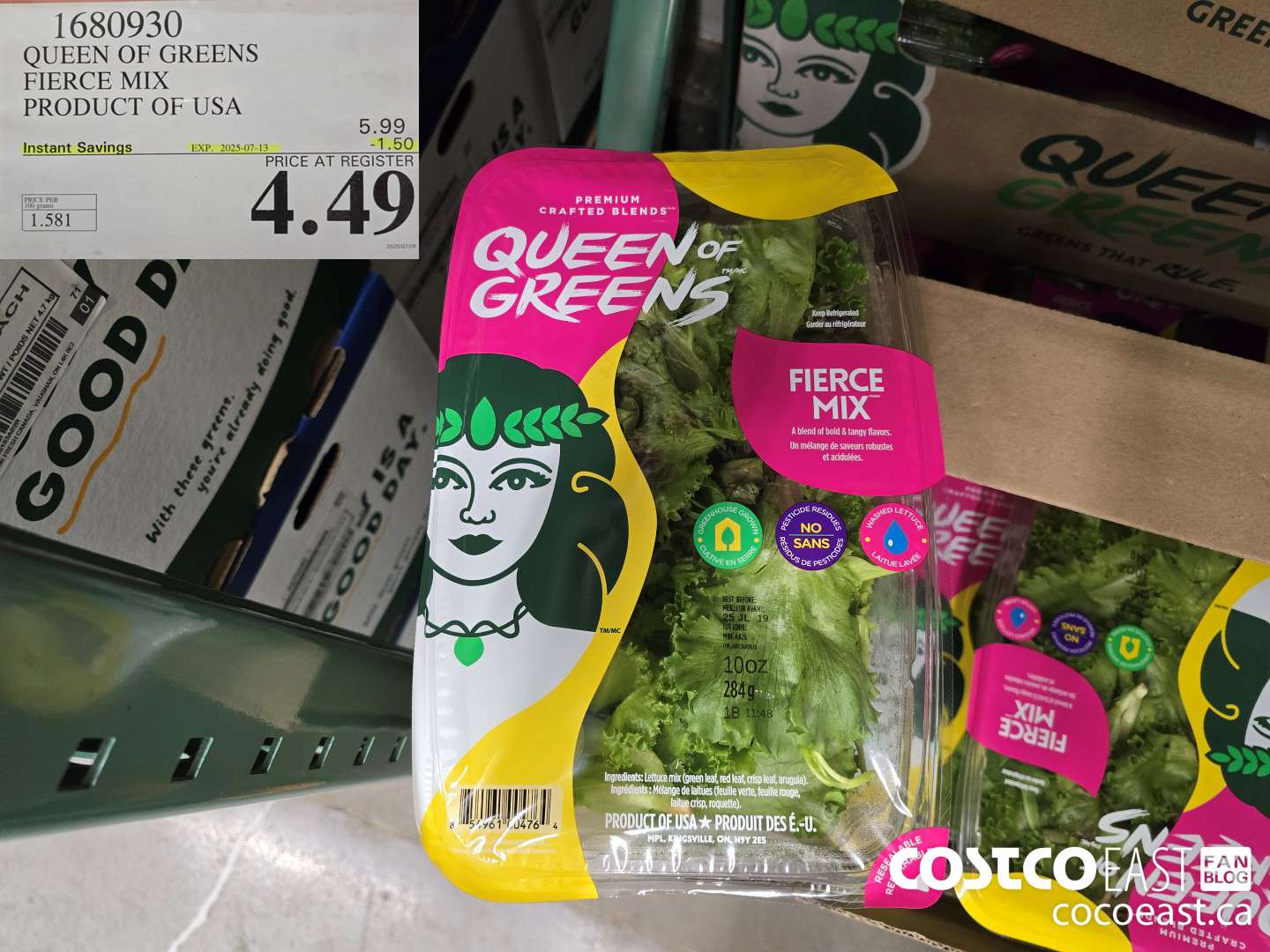 1680930 QUEEN OF GREENS FIERCE MIX PRODUCT OF USA ($1.50 INSTANT SAVINGS EXPIRES ON 2025-07-13) $4.49