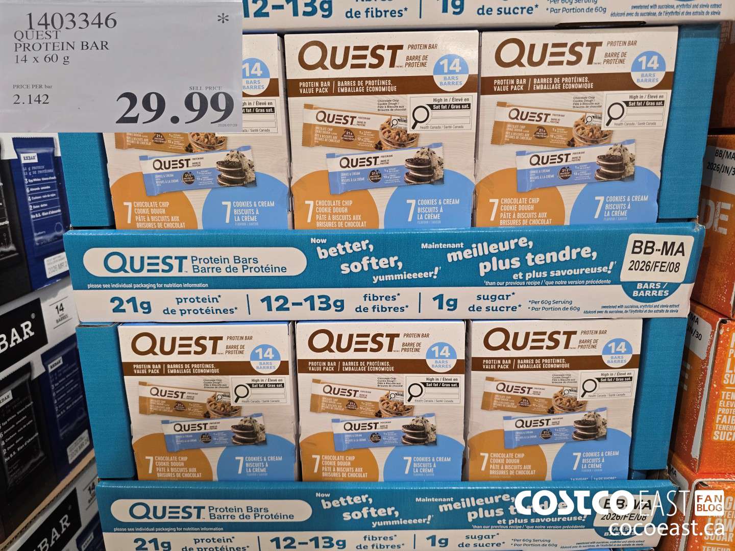 1403346 QUEST PROTEIN BARS 14 X 60 G $29.99