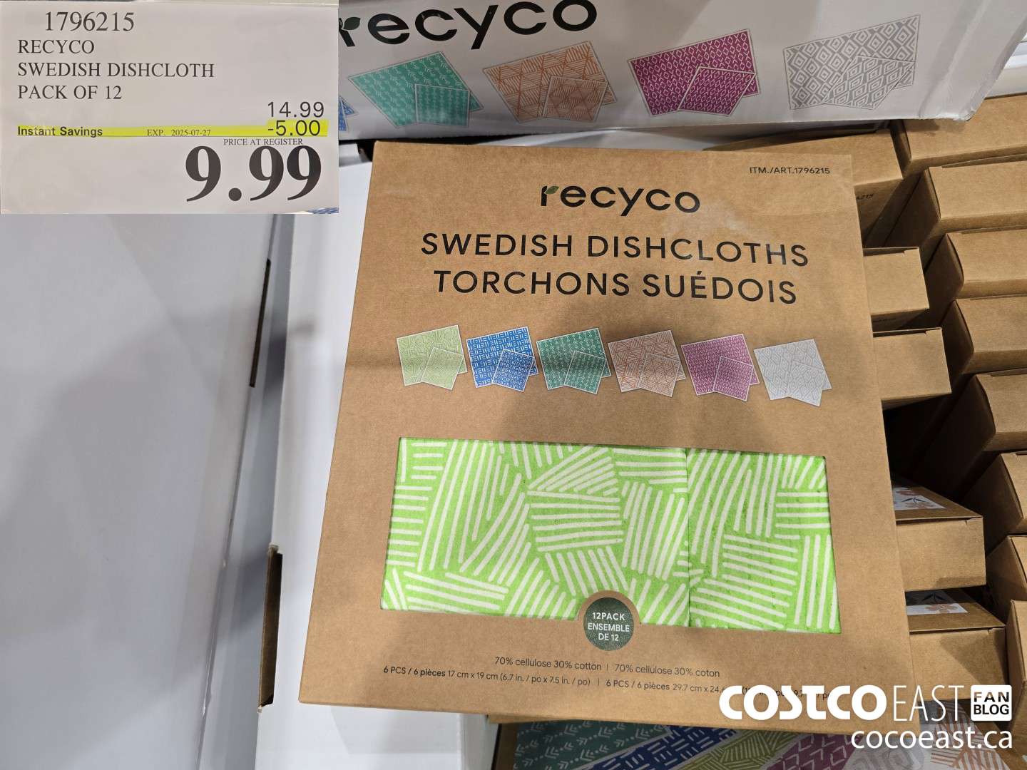 1796215 RECYCO SWEDISH DISHCLOTH PACK OF 12 ($5.00 INSTANT SAVINGS EXPIRES ON 2025-07-27) $9.99