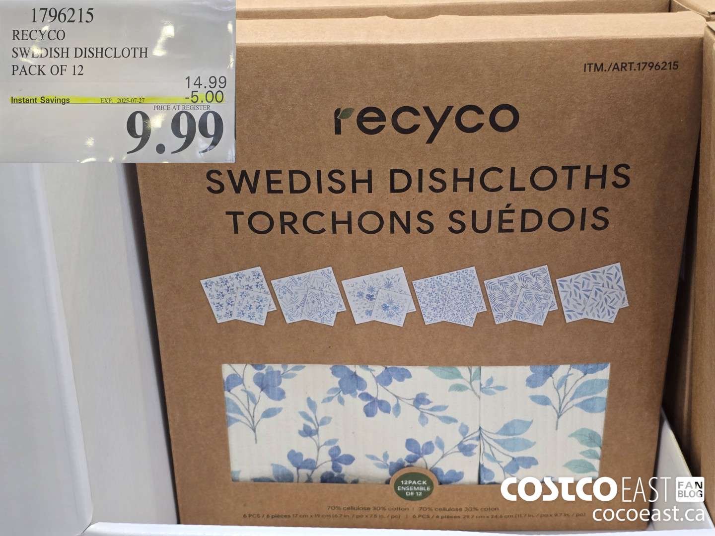 1796215 RECYCO SWEDISH DISHCLOTH PACK OF 12 ($5.00 INSTANT SAVINGS EXPIRES ON 2025-07-27) $9.99
