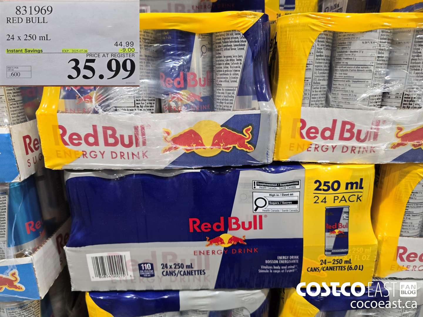 831969 RED BULL 24 x 250 mL ($9.00 INSTANT SAVINGS EXPIRES ON 2025-07-06) $35.99