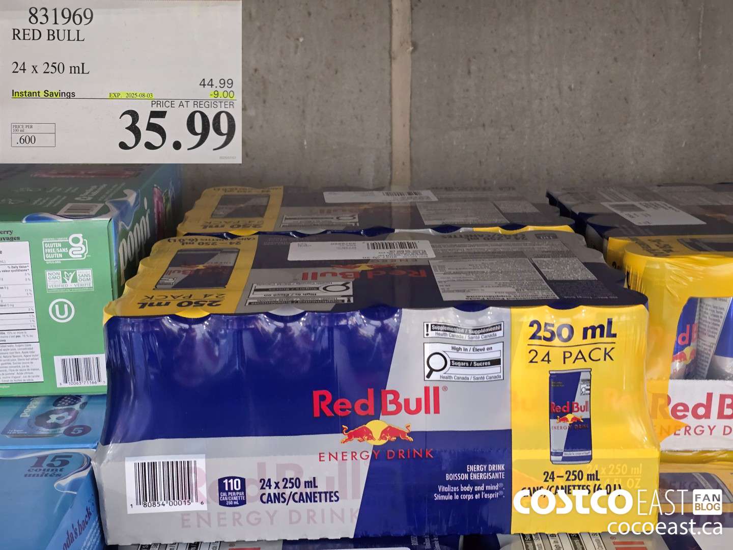 831969 RED BULL 24 x 250 mL ($9.00 INSTANT SAVINGS EXPIRES ON 2025-08-03) $35.99