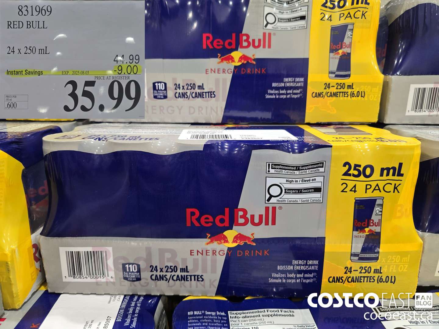 831969 RED BULL 24 x 250 mL ($9.00 INSTANT SAVINGS EXPIRES ON 2025-08-03) $35.99