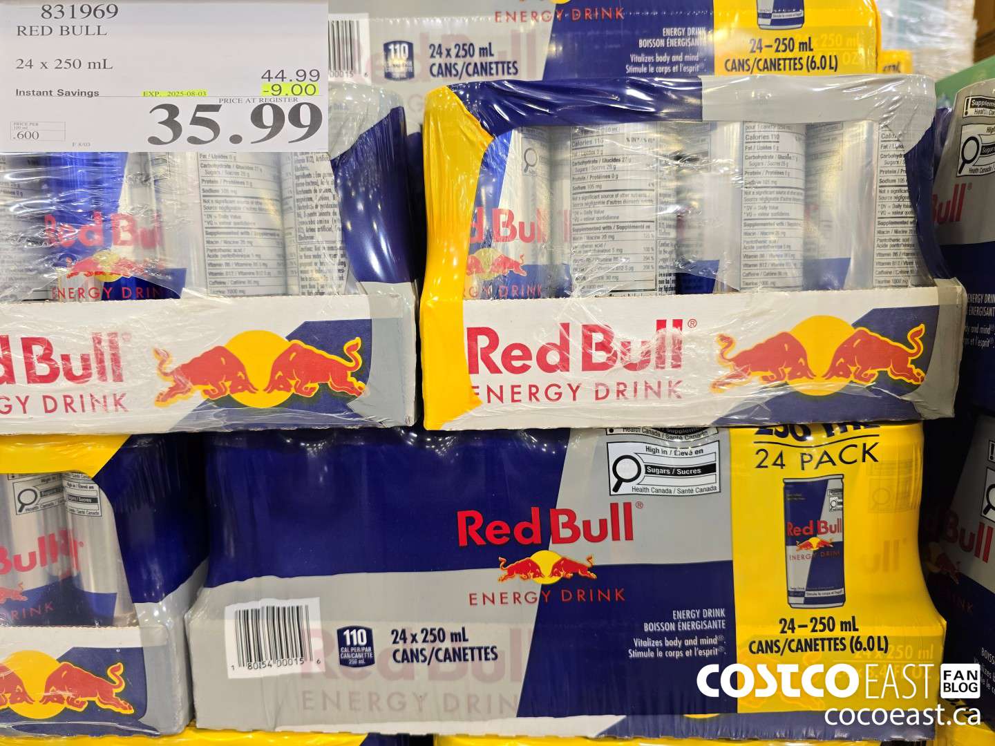 831969 RED BULL 24 x 250 mL ($9.00 INSTANT SAVINGS EXPIRES ON 2025-08-03) $35.99