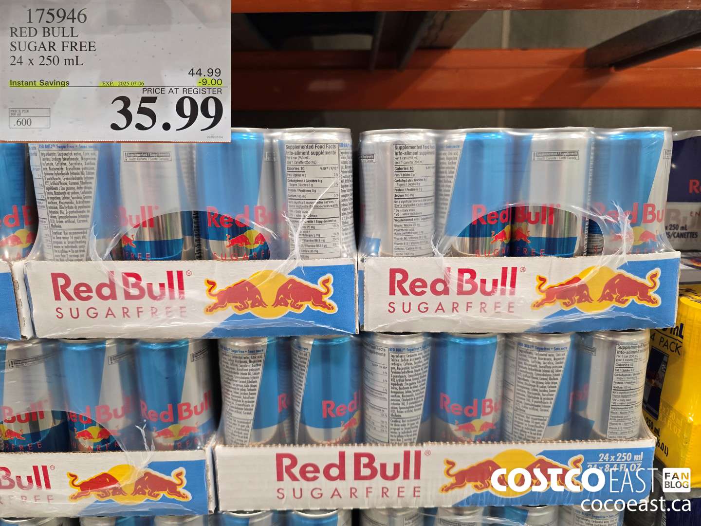 175946 RED BULL SUGAR FREE 24 x 250 mL ($9.00 INSTANT SAVINGS EXPIRES ON 2024-07-06) $35.99