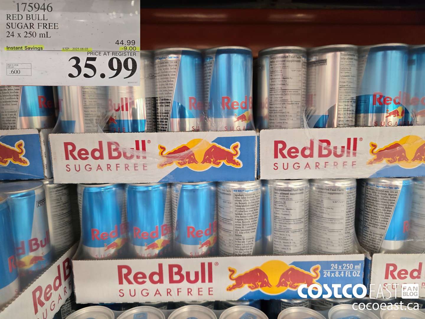 175946 RED BULL SUGAR FREE 24 x 250 mL ($9.00 INSTANT SAVINGS EXPIRES ON 2024-08-03) $35.99
