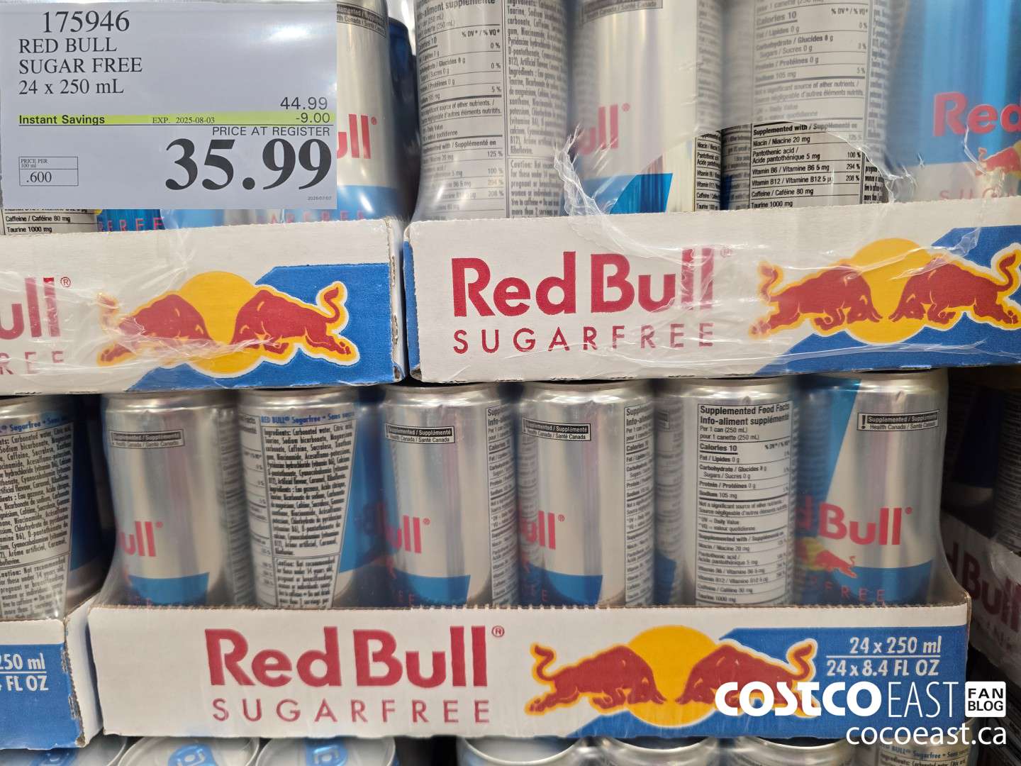 175946 RED BULL SUGAR FREE 24 x 250 mL ($9.00 INSTANT SAVINGS EXPIRES ON 2024-08-03) $35.99