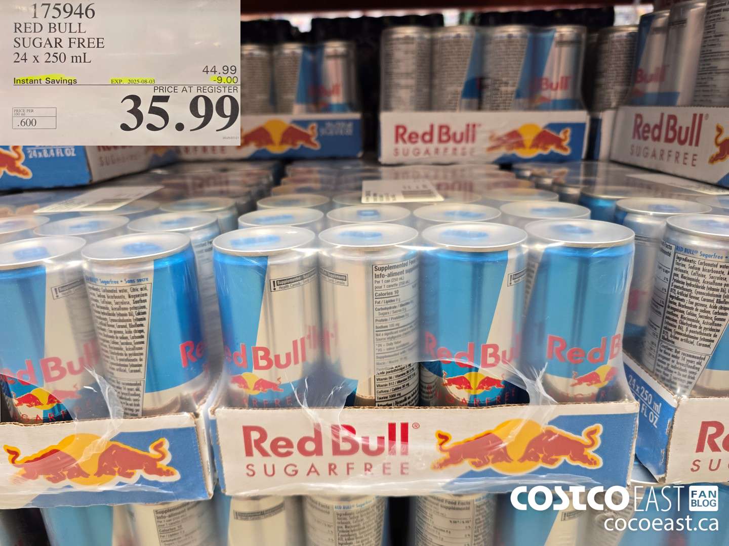 175946 RED BULL SUGAR FREE 24 x 250 mL ($9.00 INSTANT SAVINGS EXPIRES ON 2024-08-03) $35.99
