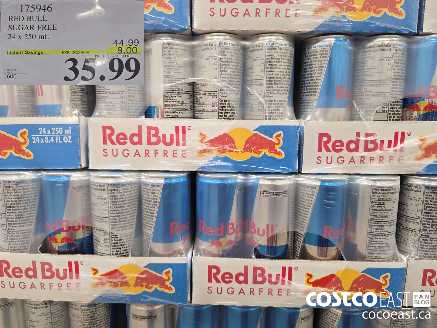 175946 RED BULL SUGAR FREE 24 x 250 mL ($9.00 INSTANT SAVINGS EXPIRES ON 2024-08-03) $35.99