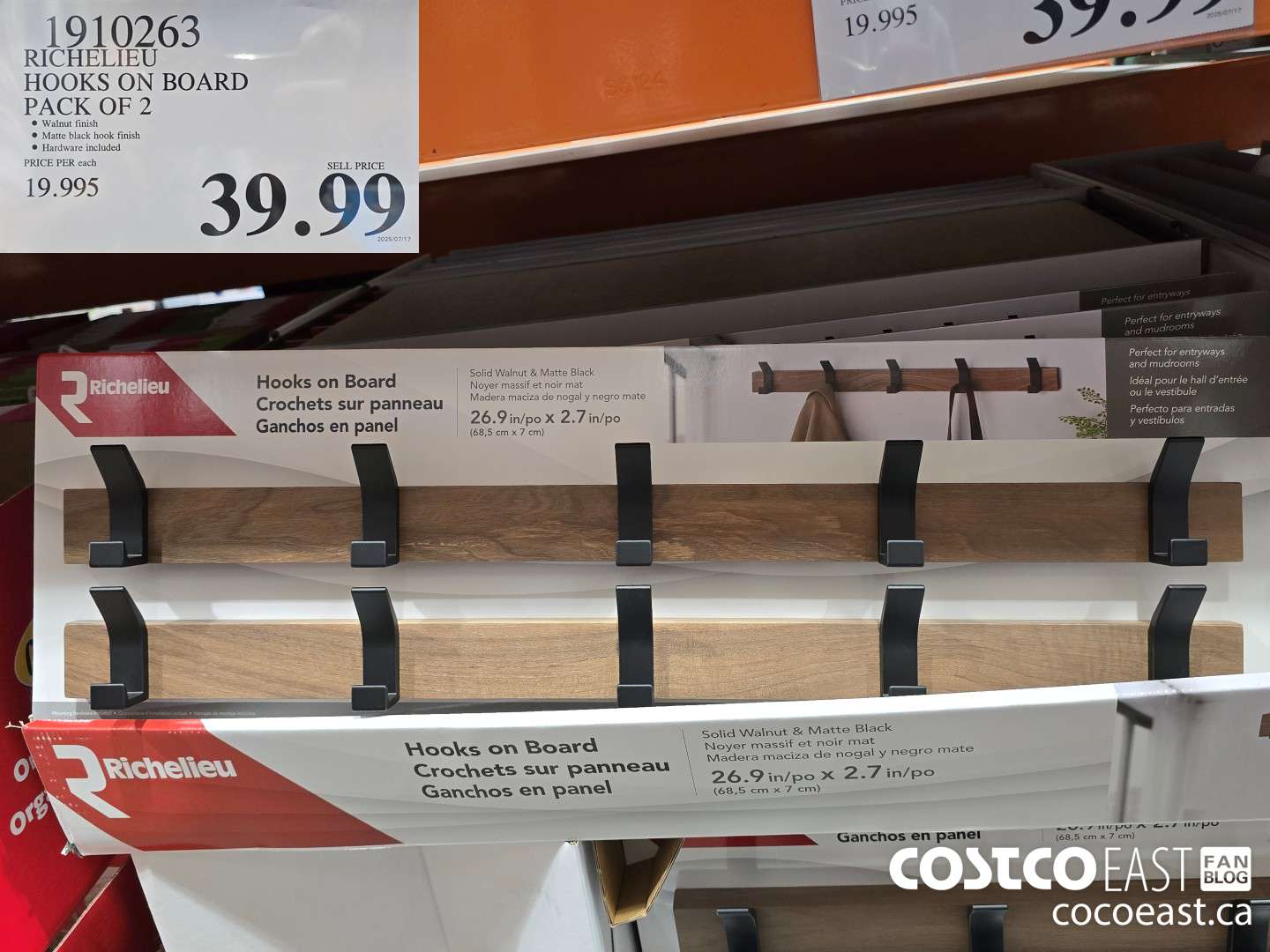 1910263 RICHELIEU HOOKS ON BOARD PACK OF 2 $39.99