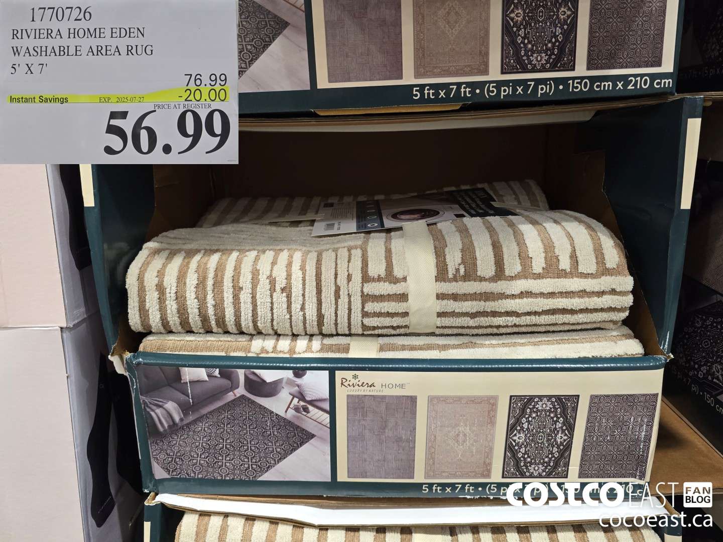 1770726 RIVIERA HOME EDEN WASHABLE AREA RUG 5' X 7' ($20.00 INSTANT SAVINGS EXPIRES ON 2025-07-27) $56.99