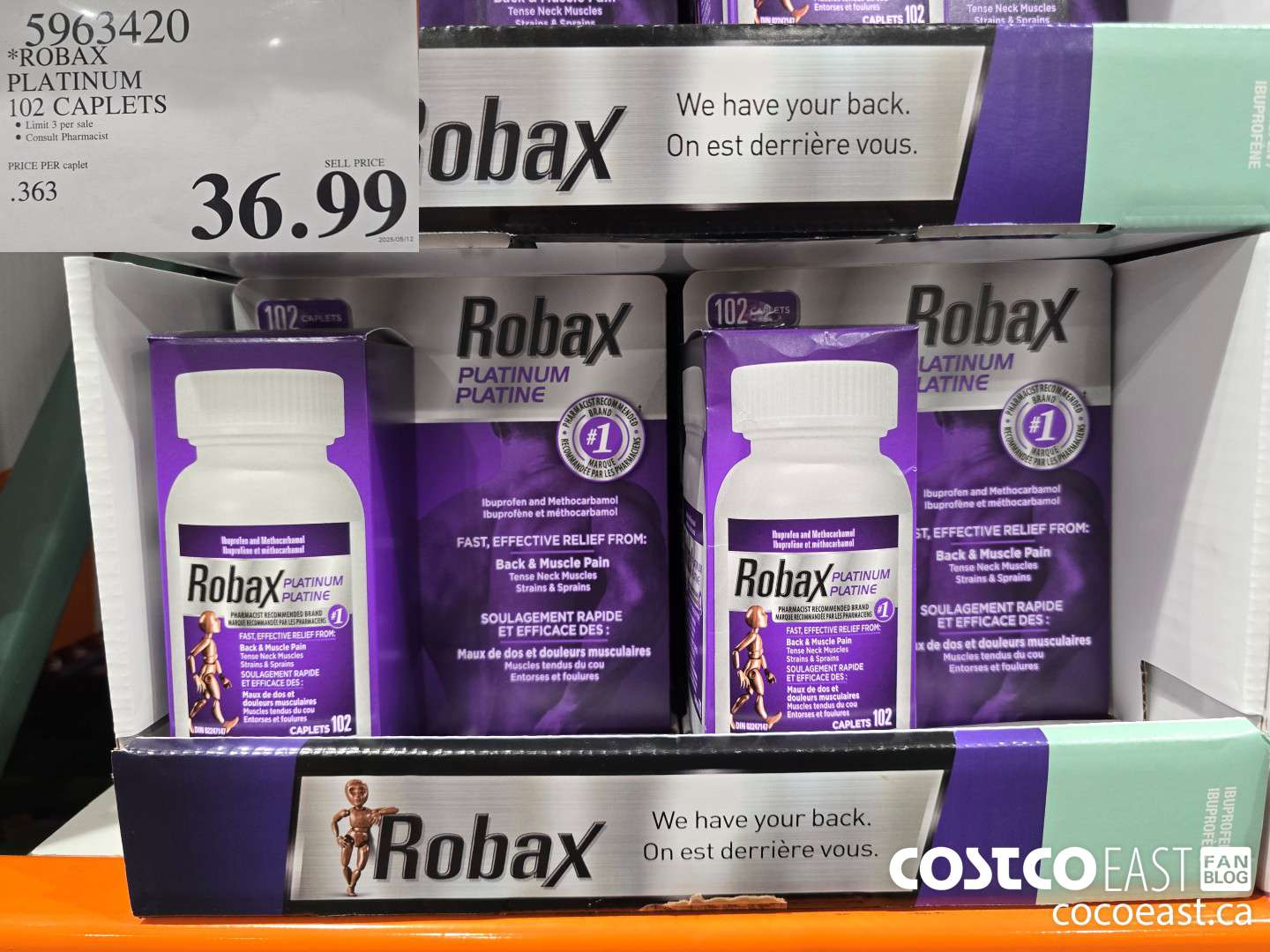 5963420 ROBAX PLATINUM 102 CAPLETS $36.99