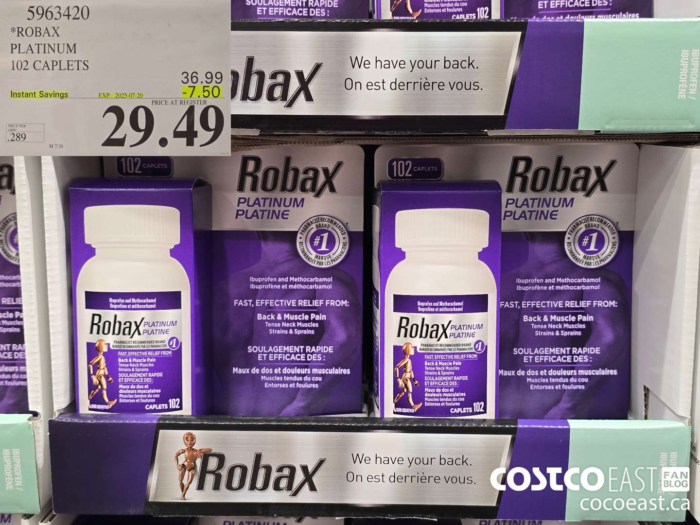 5963420 ROBAX PLATINUM 102 CAPLETS ($7.50 INSTANT SAVINGS EXPIRES ON 2025-07-20) $29.49