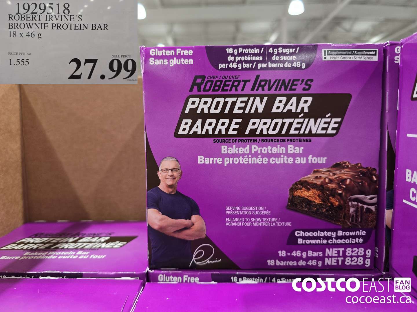 1929518 ROBERT IRVINE'S BROWNIE PROTEIN BAR 18 x 46 g $27.99