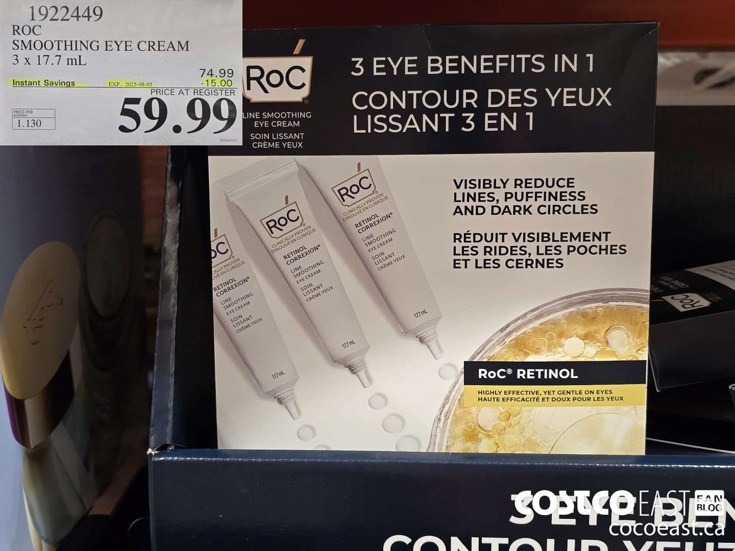 1922449 ROC SMOOTHING EYE CREAM 3 X 17.7 ML ($15.00 INSTANT SAVINGS EXPIRES ON 2025-08-03) $59.99