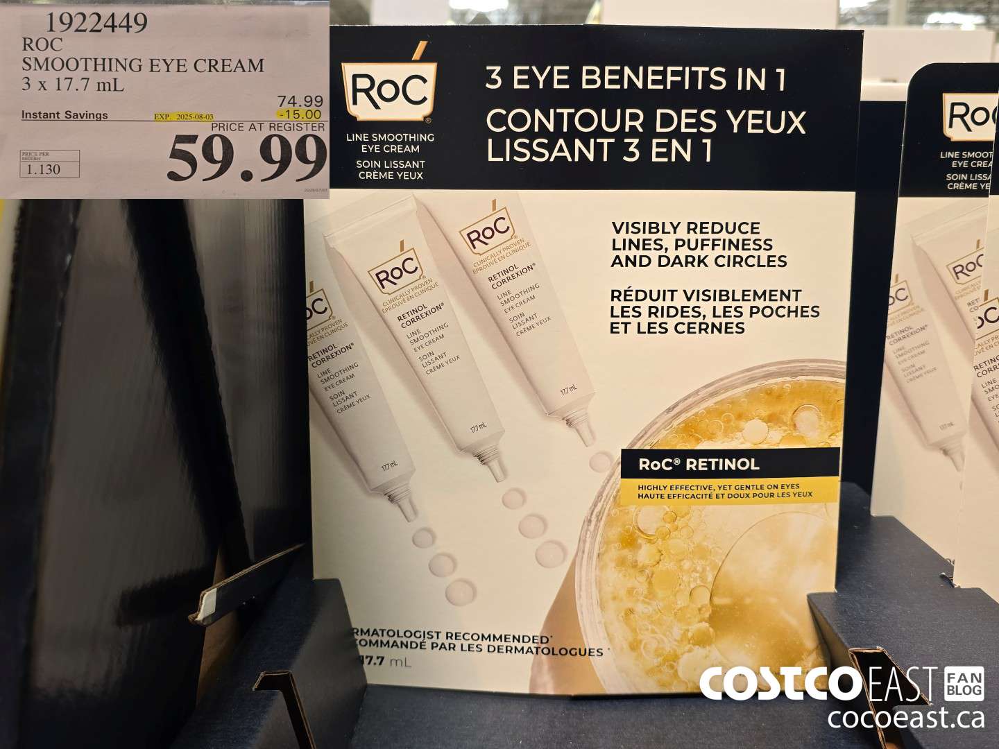 1922449 ROC SMOOTHING EYE CREAM 3 X 17.7 ML ($15.00 INSTANT SAVINGS EXPIRES ON 2025-08-03) $59.99