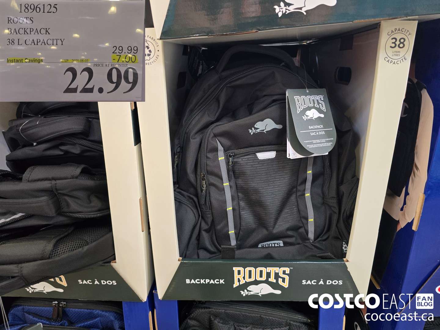 1896125 ROOTS BACKPACK 38 L CAPACITY ($7.00 INSTANT SAVINGS EXPIRES ON 2025-08-03) $22.99