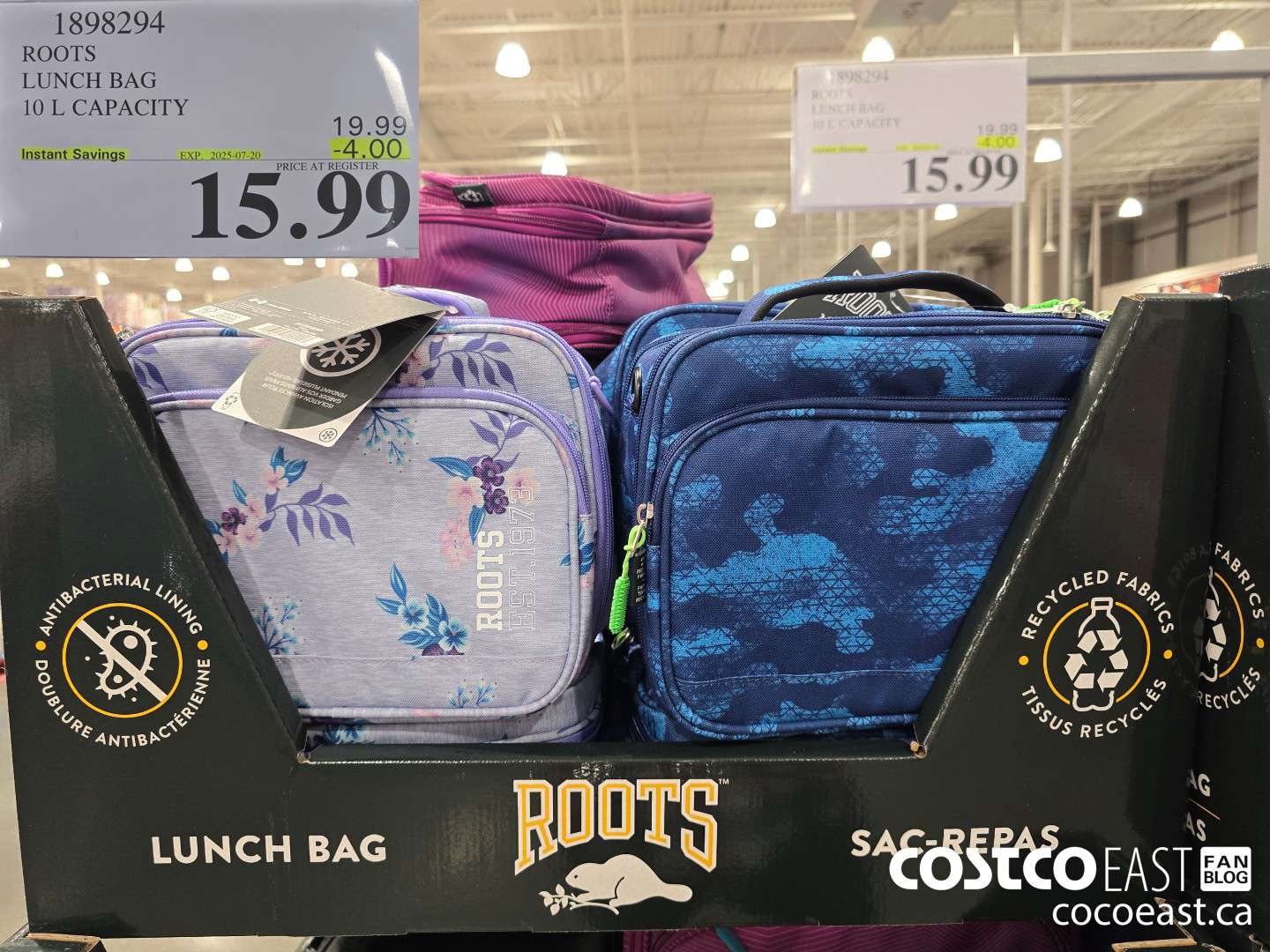 1898294 ROOTS LUNCH BAG 10 L CAPACITY ($4.00 INSTANT SAVINGS EXPIRES ON 2025-07-20) $15.99