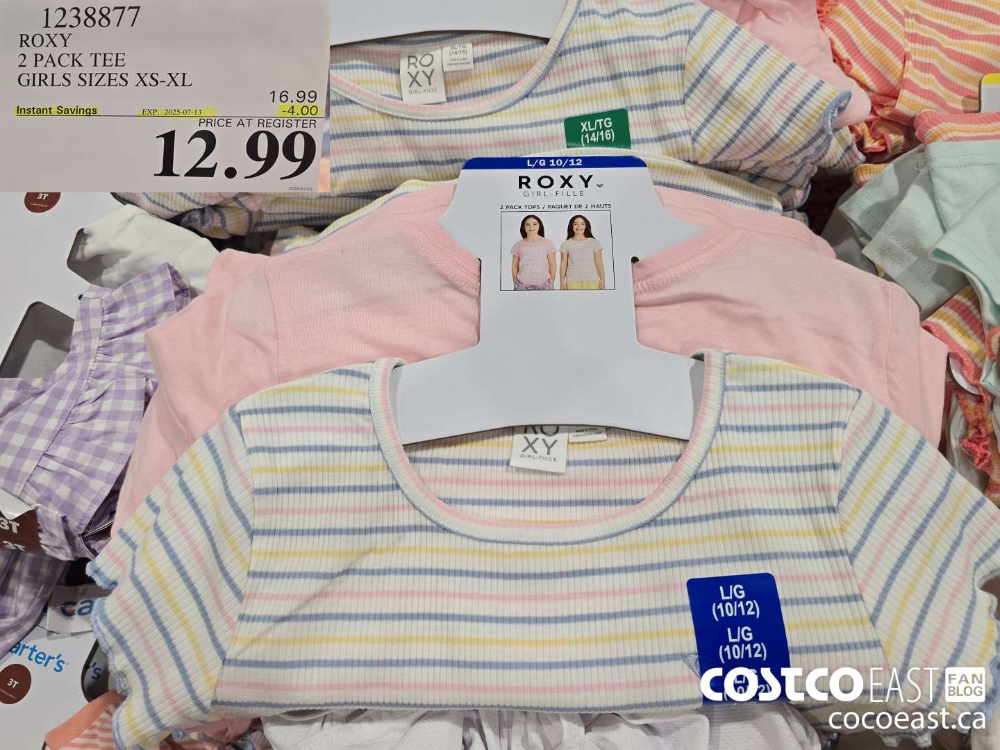 1238877 ROXY 2 PACK TEE GIRLS SIZES XS-XL ($4.00 INSTANT SAVINGS EXPIRES ON 2025-07-13) $12.99