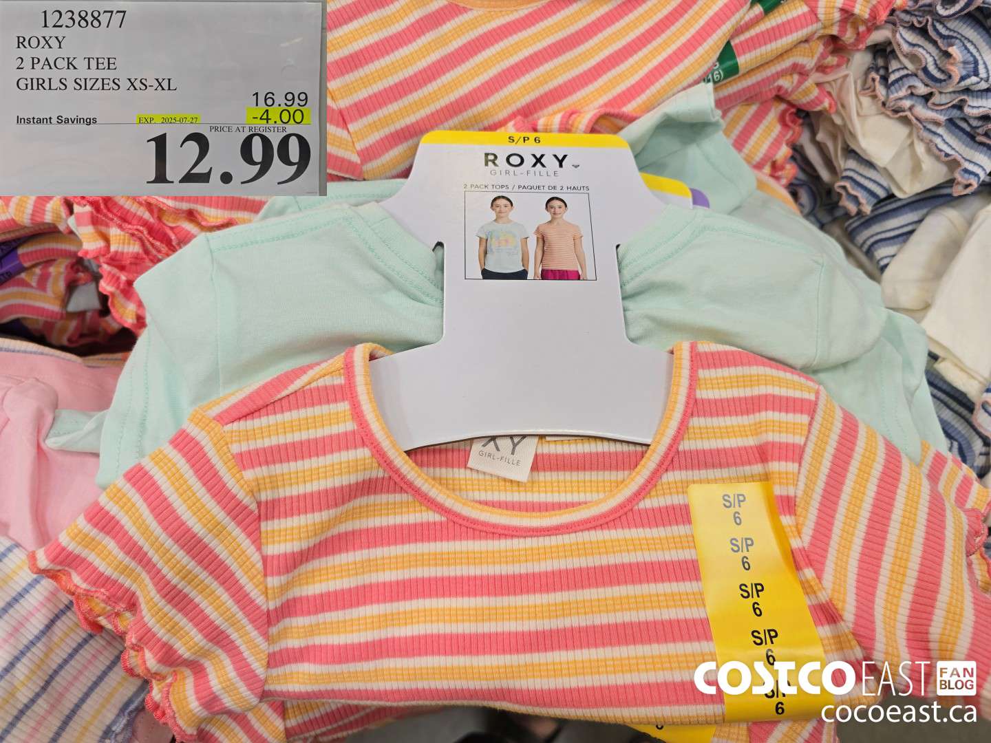 1238877 ROXY 2 PACK TEE GIRLS SIZES XS-XL ($4.00 INSTANT SAVINGS EXPIRES ON 2025-07-27) $12.99