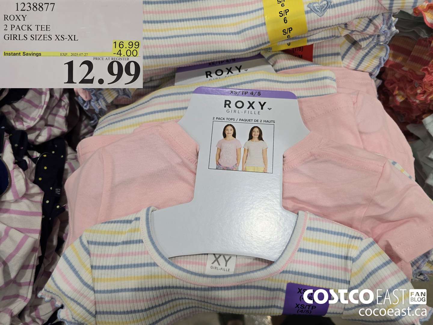 1238877 ROXY 2 PACK TEE GIRLS SIZES XS-XL ($4.00 INSTANT SAVINGS EXPIRES ON 2025-07-27) $12.99