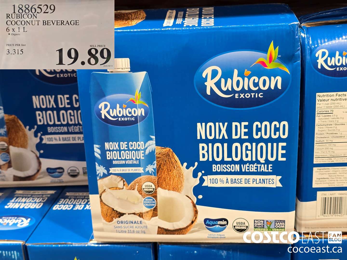 1880529 RUBICON COCONUT BEVERAGE 6 X 1 L $19.89