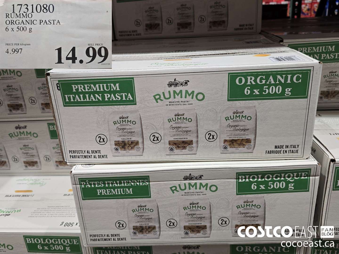 1731080 RUMMO ORGANIC PASTA 6 x 500 G $14.99