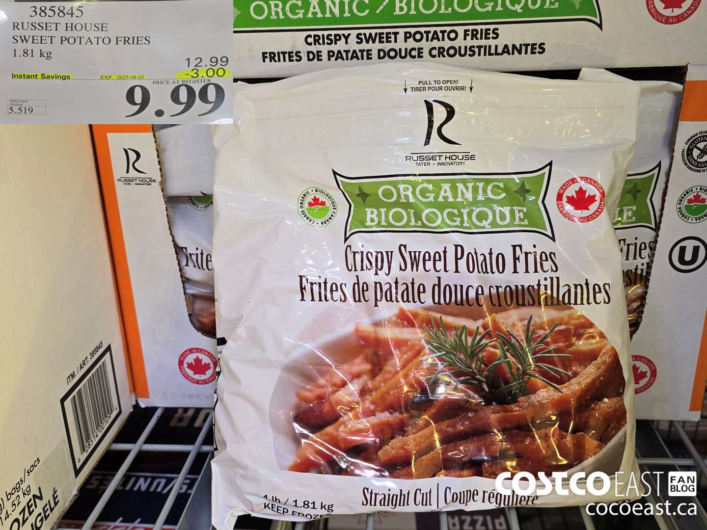 385845 RUSSET HOUSE SWEET POTATO FRIES 1.81 KG ($3.00 INSTANT SAVINGS EXPIRES ON 2025-08-03) $9.99