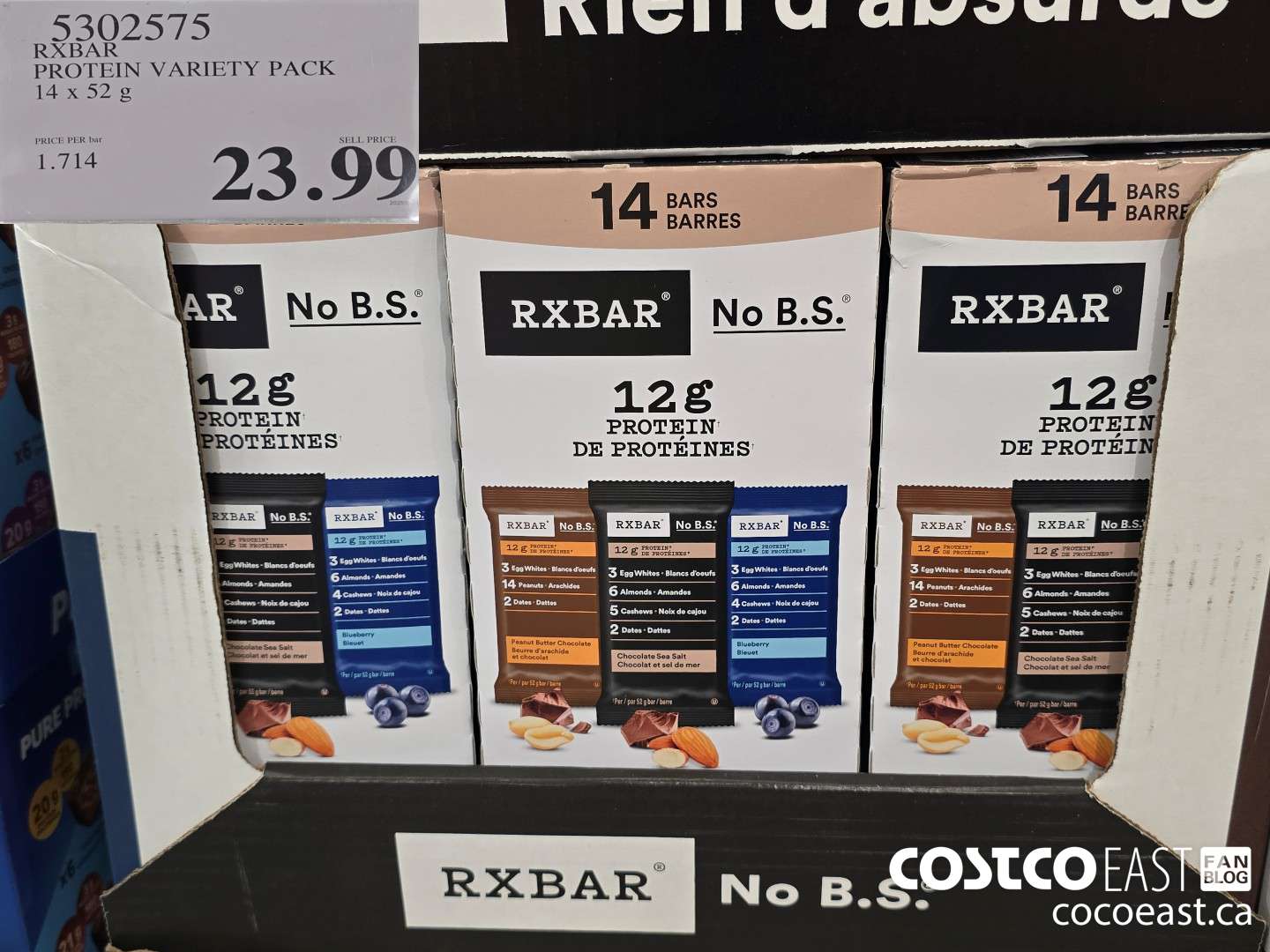 5302575 RXBAR PROTEIN VARIETY PACK 14 x 52 G $23.99