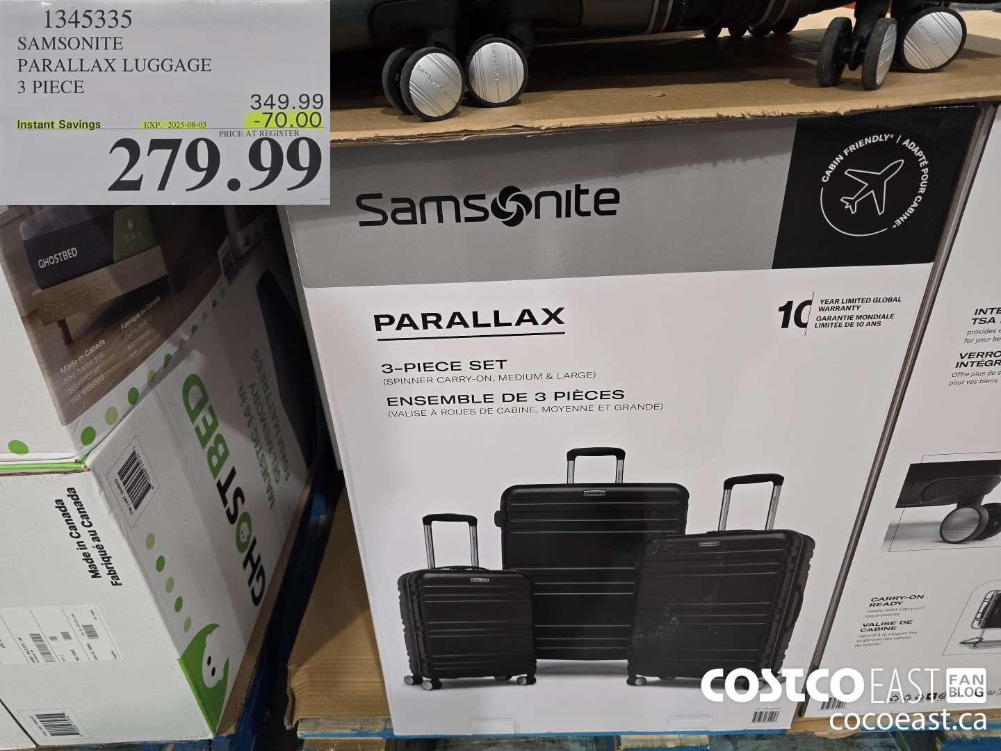 1345335 SAMSONITE PARALLAX LUGGAGE 3 PIECE ($70.00 INSTANT SAVINGS EXPIRES ON 2025-08-03) $279.99