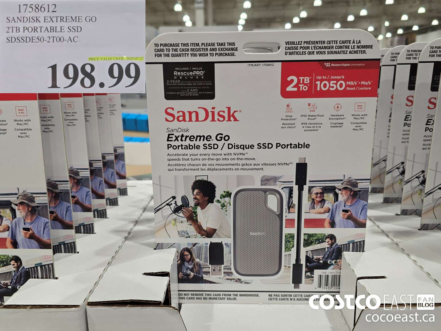 1758612 SANDISK EXTREME GO 2 TB PORTABLE SSD SDSSDE50-2T00-AC $198.99