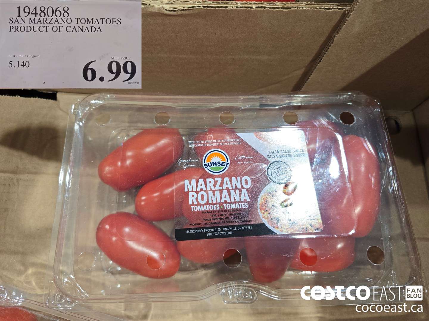 1948068 SAN MARZANO TOMATOES PRODUCT OF CANADA $6.99