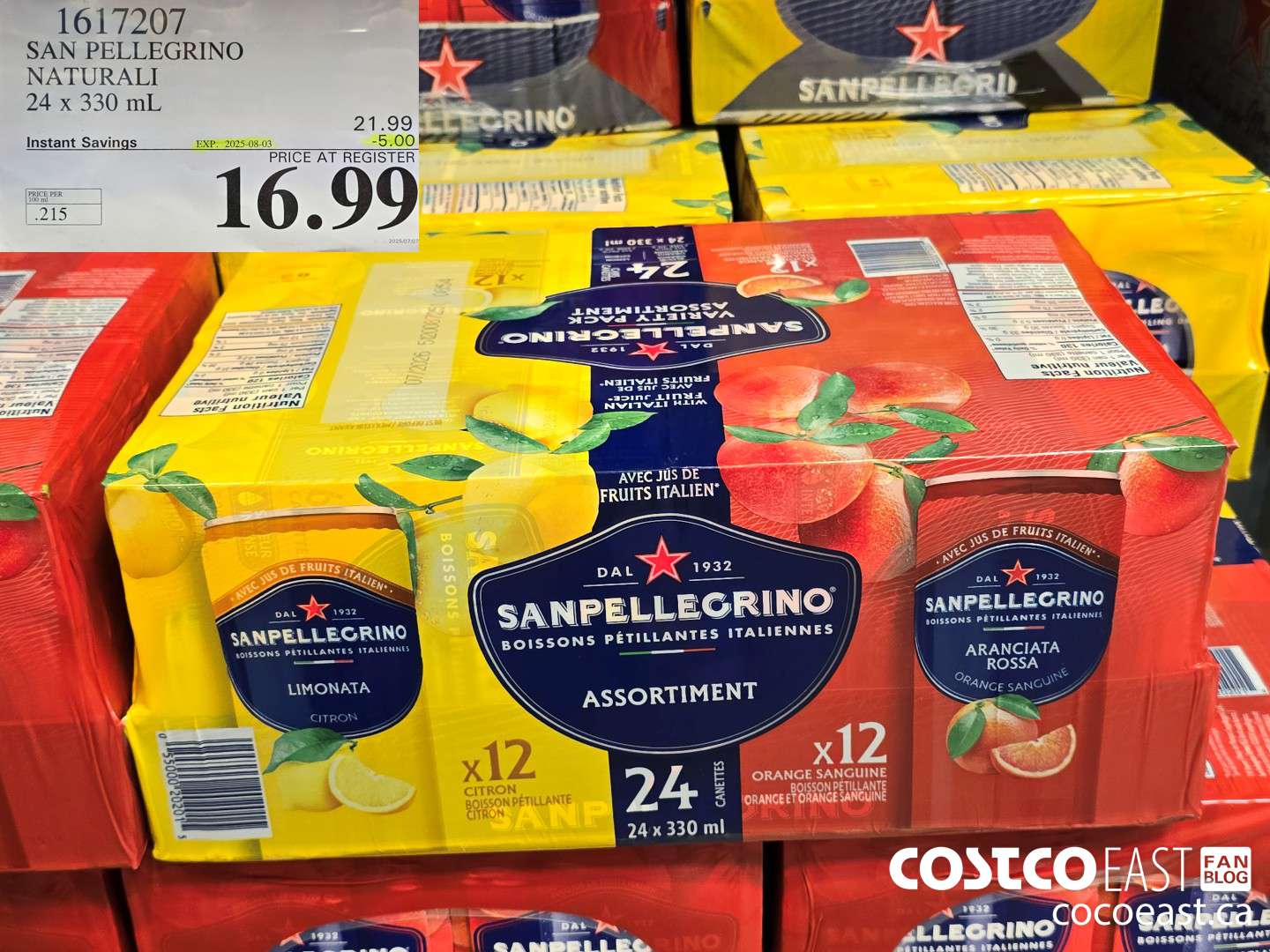 1617207 SAN PELLEGRINO NATURALI 24 x 330 mL ($5.00 INSTANT SAVINGS EXPIRES ON 2025-08-03) $16.99