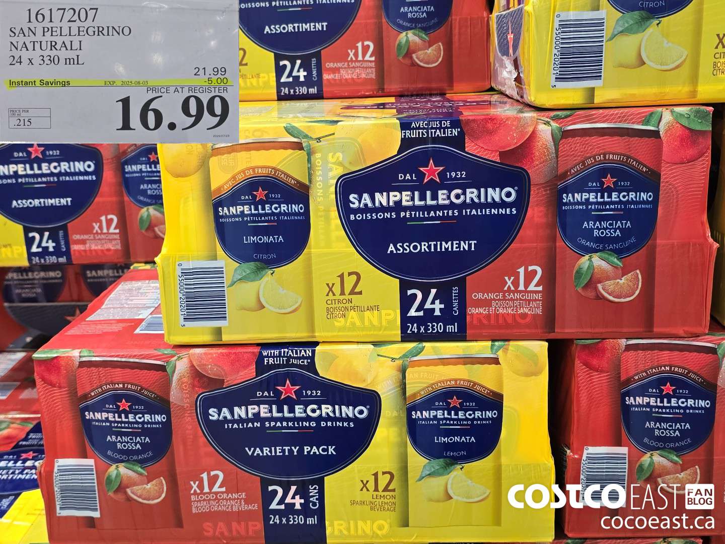 1617207 SAN PELLEGRINO NATURALI 24 x 330 mL ($5.00 INSTANT SAVINGS EXPIRES ON 2025-08-03) $16.99