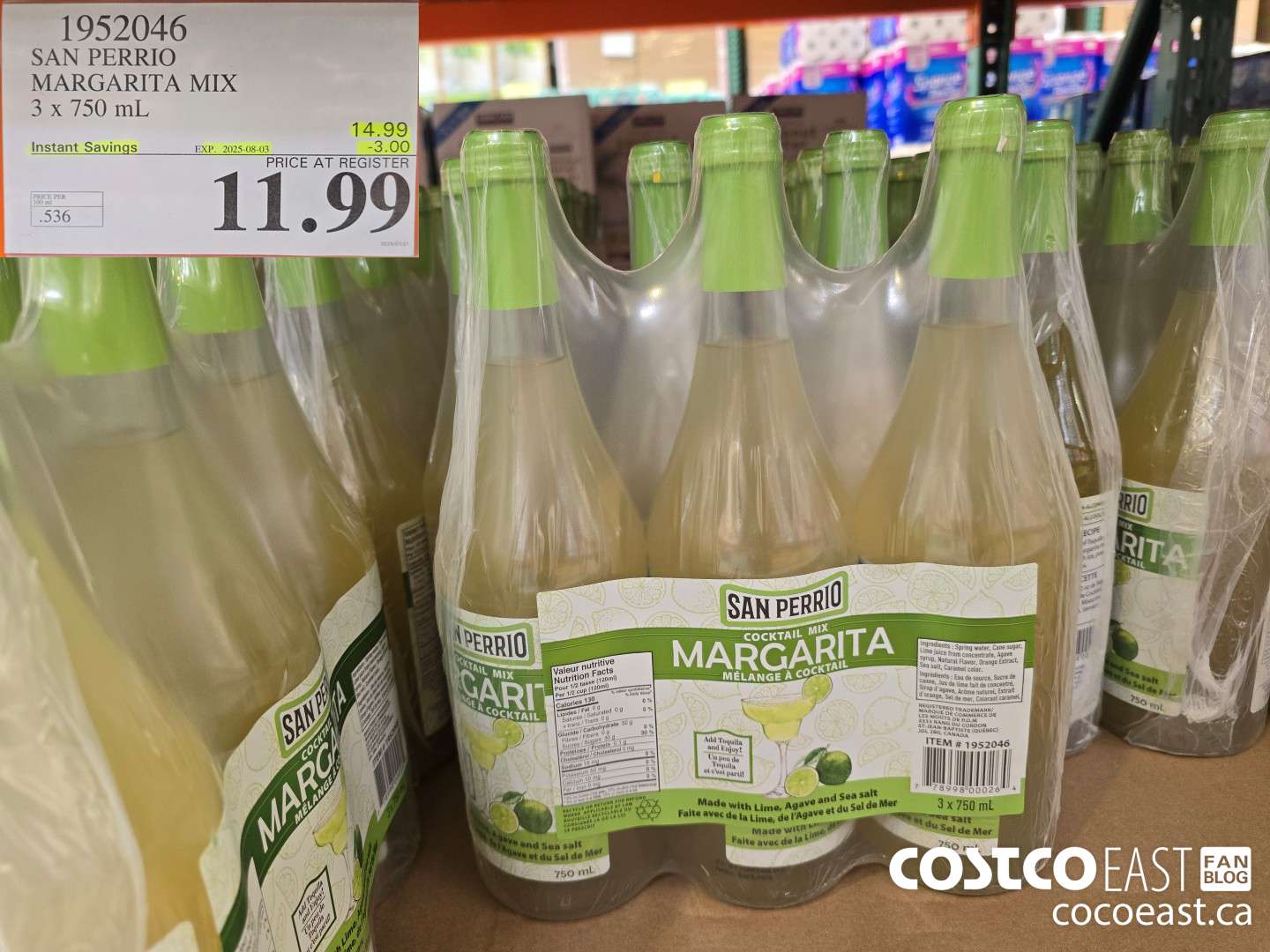 1952046 SAN PERRIO MARGARITA MIX 3 X 750 ML ($3.00 INSTANT SAVINGS EXPIRES ON 2025-08-03) $11.99