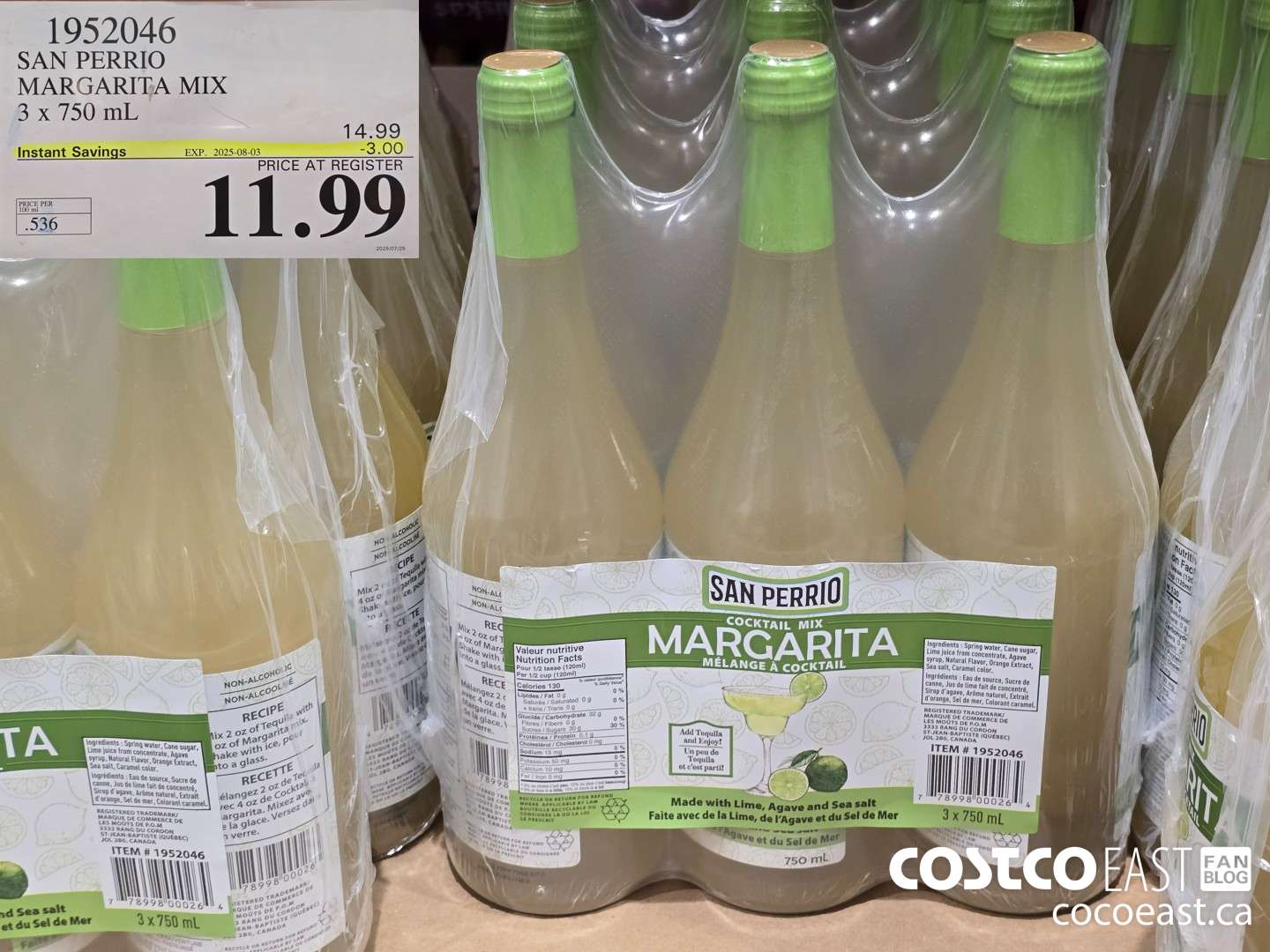 1952046 SAN PERRIO MARGARITA MIX 3 X 750 ML ($3.00 INSTANT SAVINGS EXPIRES ON 2025-08-03) $11.99