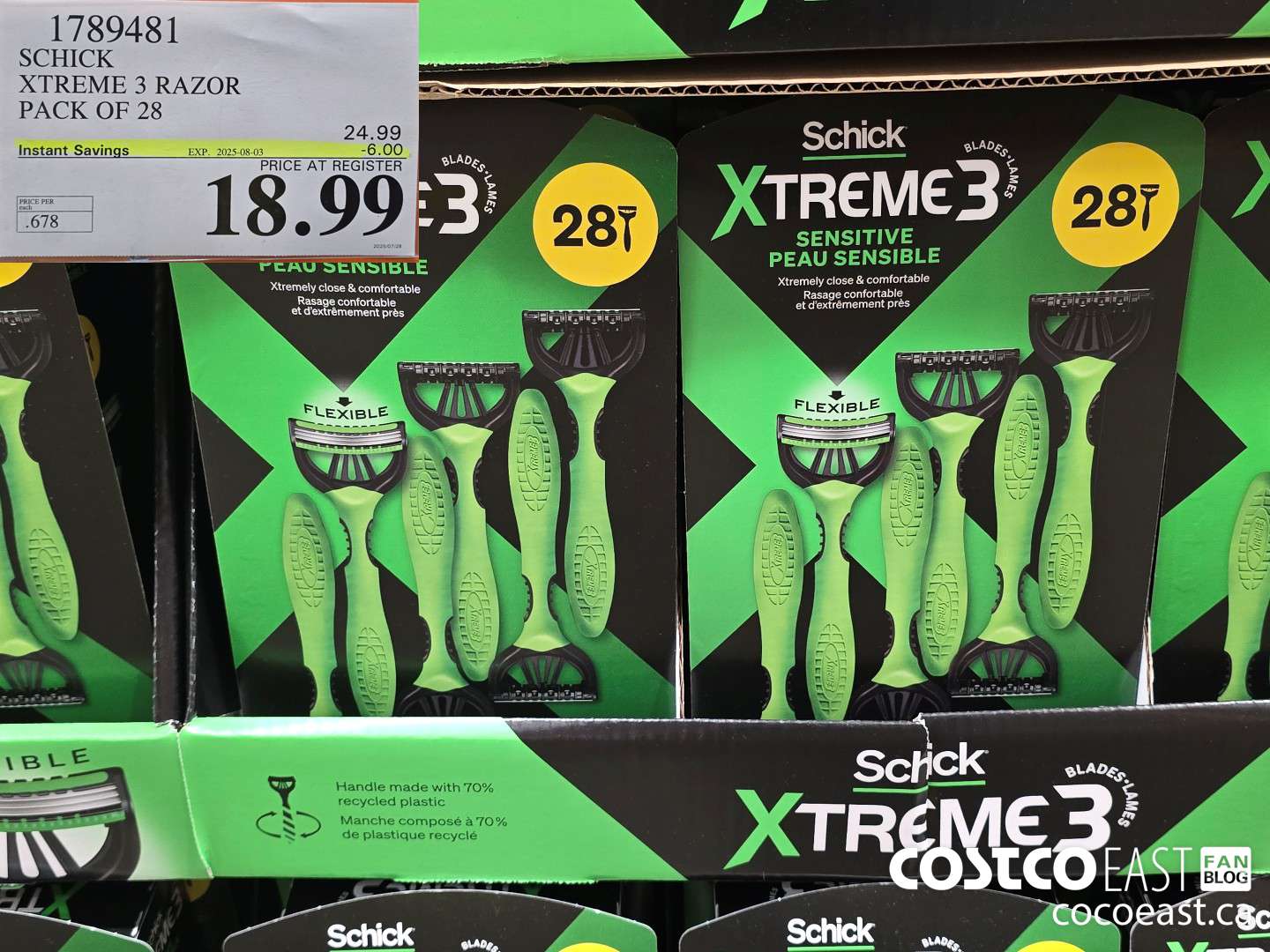 1789481 SCHICK XTREME 3 RAZOR PACK OF 28 ($6.00 INSTANT SAVINGS EXPIRES ON 2025-08-03) $18.99