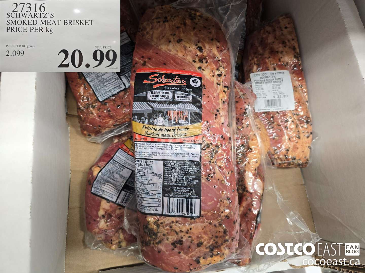 27316 SCHWARTS'S SMOKED MEAT BRISKET PRICE PER KG $20.99