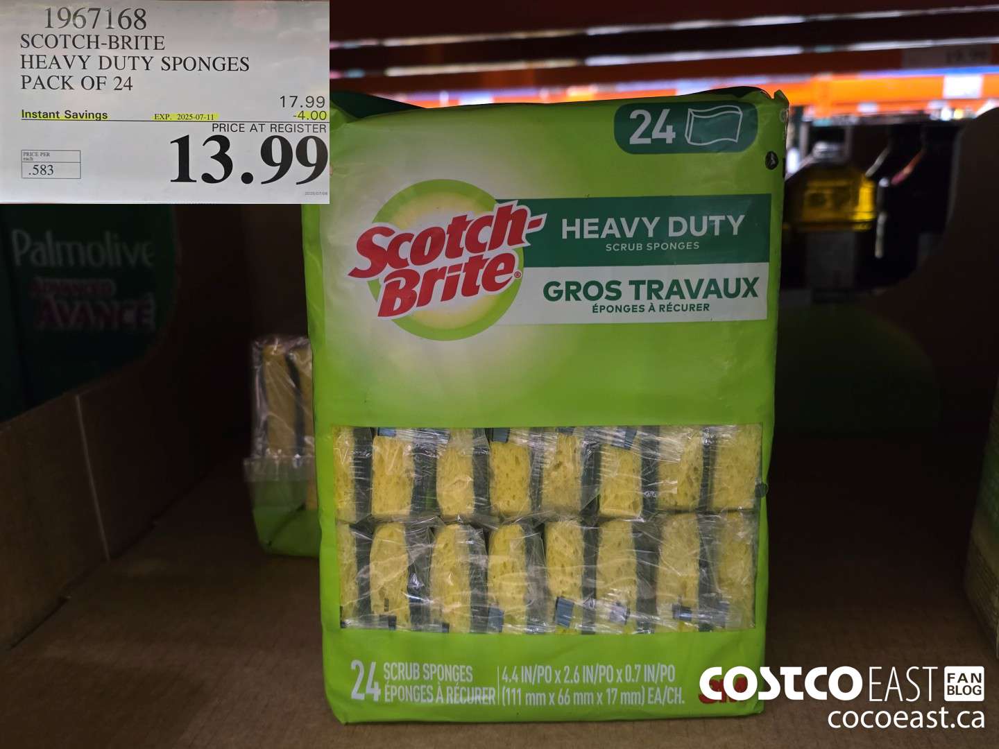 1967168 SCOTCH-BRITE HEAVY DUTY SPONGES PACK OF 24 ($4.00 INSTANT SAVINGS EXPIRES ON 2025-07-11) $13.99