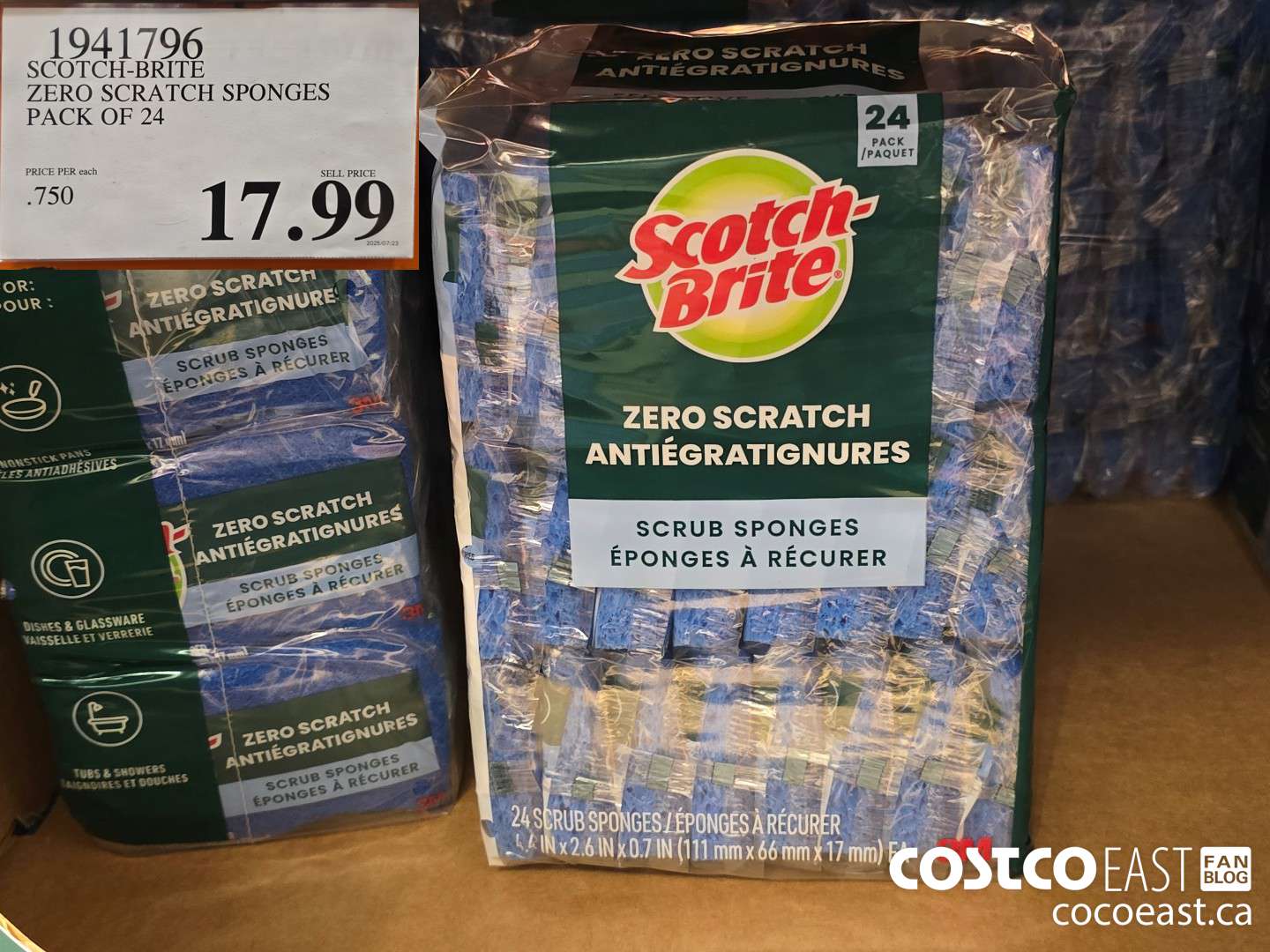 1941796 SCOTCH-BRITE ZERO SCRATCH SPONGES PACK OF 24 $17.99