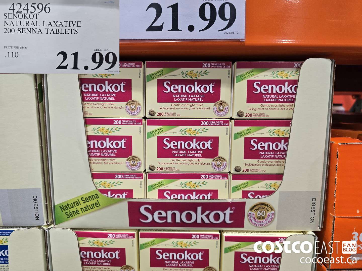 424596 SENOKOT NATURAL LAXATIVE 200 SENNA TABLETS $21.99