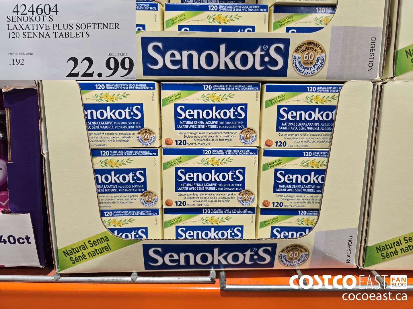 424604 SENOKOT S LAXATIVE PLUS SOFTENER 120 SENNA TABLETS $22.99