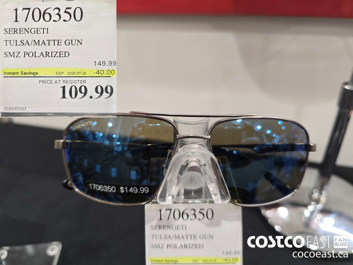 1706350 SERENGETI TULSA/MATTE GUN SMZ POLARIZED ($40.00 INSTANT SAVINGS EXPIRES ON 2025-07-20) $109.99