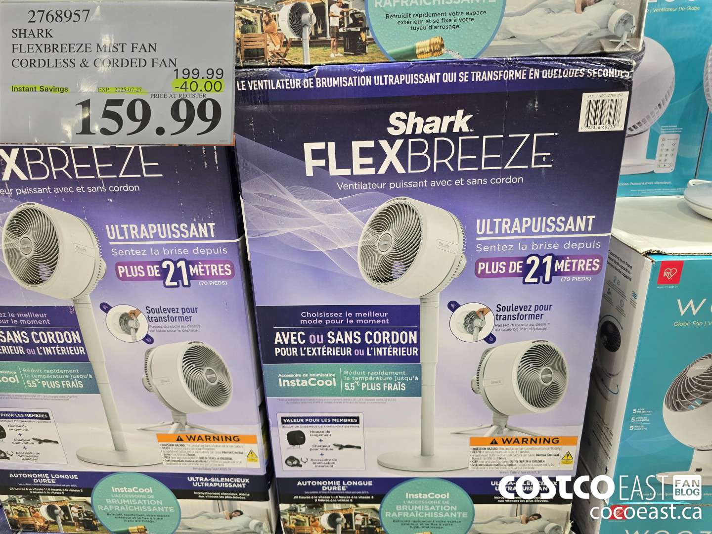 2768957 SHARK FLEXBREEZE MIST FAN CORDLESS & CORDED FAN ($40.00 INSTANT SAVINGS EXPIRES ON 2025-07-27) $159.99